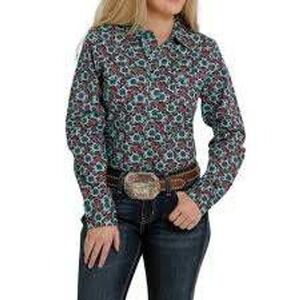 Cinch Women's Turquoise Paisley Long Sleeve Shirt Large Western Button Down